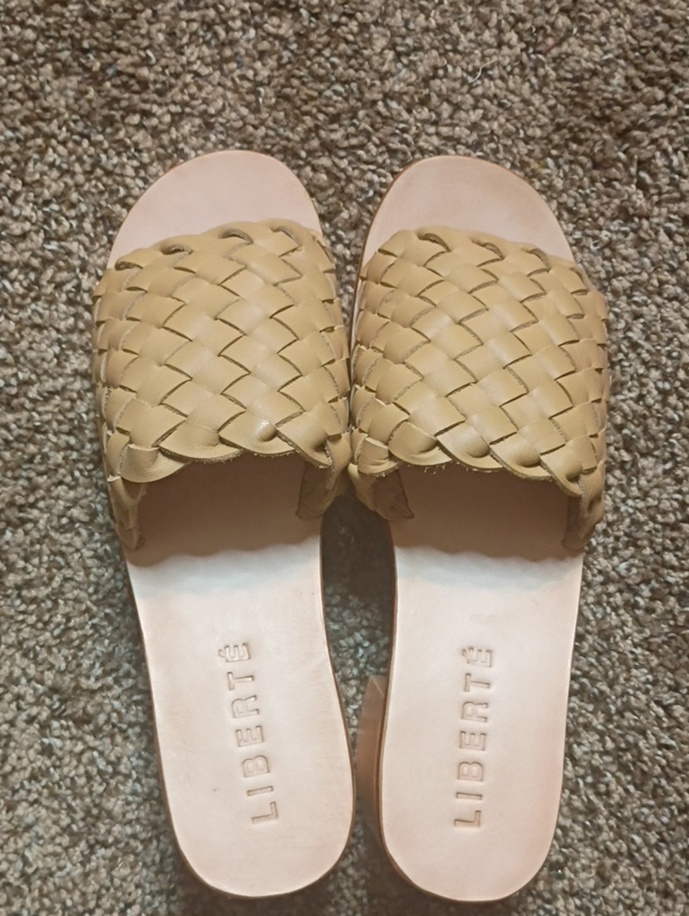 Tan Woven Slide Sandals for Women